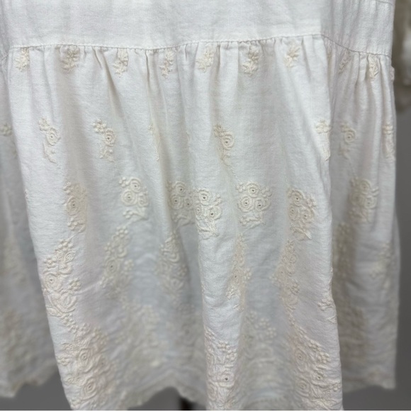ZARA Women’s Embroidered Mini Dress Tunic Cream Boho Drop Waist Lace S - Picture 6 of 10